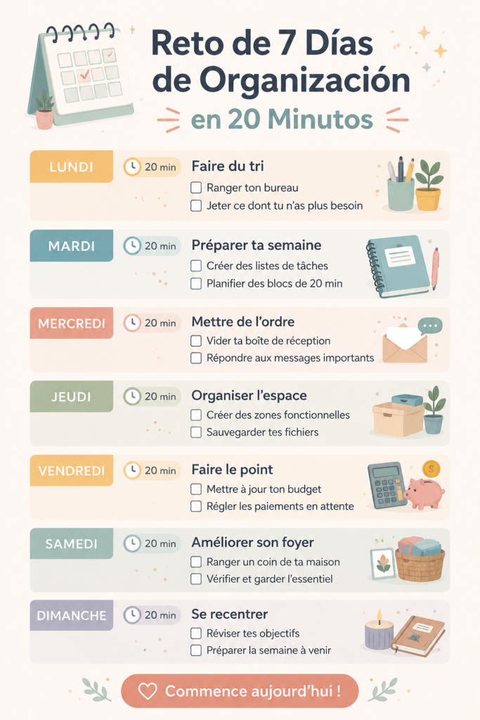 Femme joyeuse avec un planner ouvert, planifiant sa semaine.