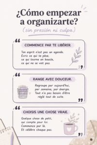 Femme souriante dans un espace de travail bien organisé, illustrant une gestion douce et sereine de l'organisation.