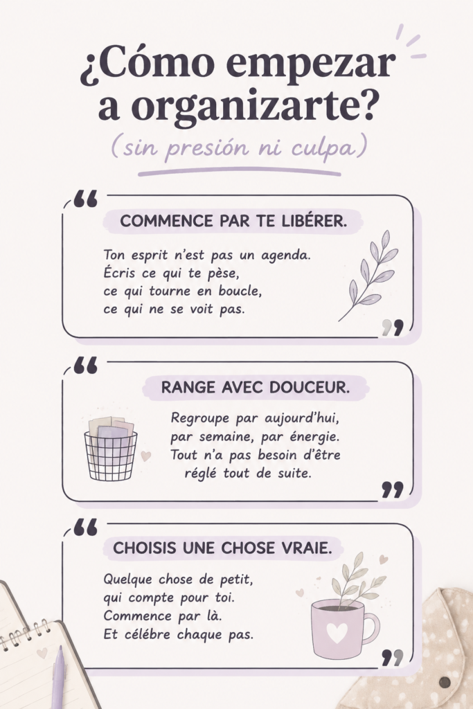 Femme souriante dans un espace de travail bien organisé, illustrant une gestion douce et sereine de l'organisation.