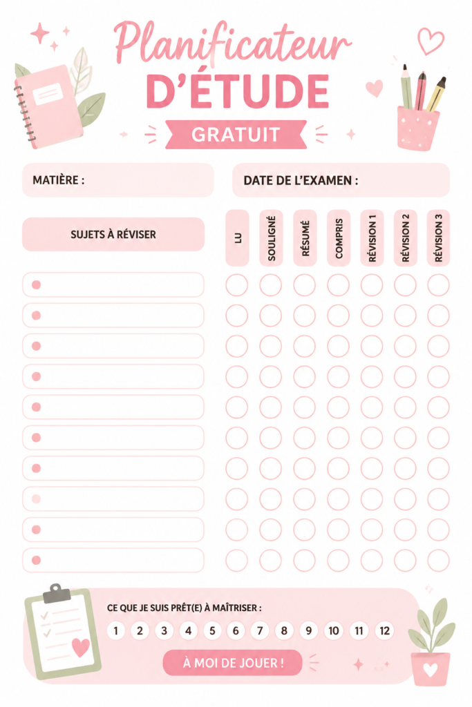 Femme utilisant un planificateur d'études pour organiser son temps