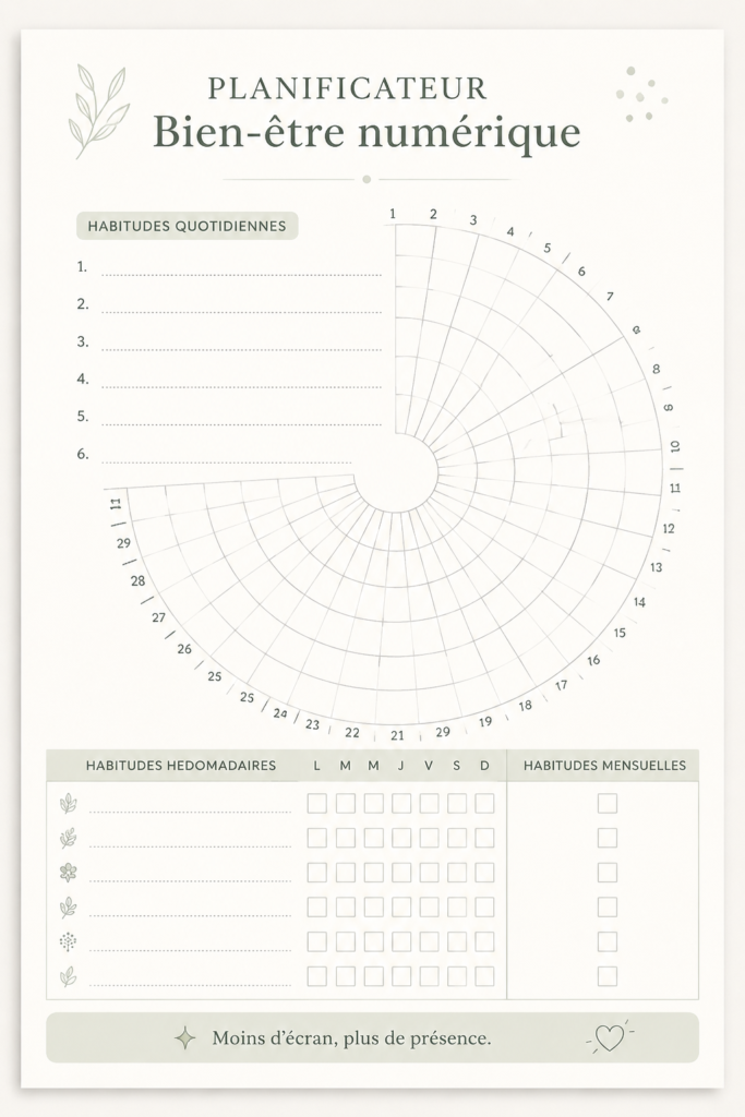 Une personne utilisant un planner numérique pour améliorer son bien-être.
