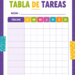 Un tableau de tâches imprimable, idéal pour organiser votre quotidien.