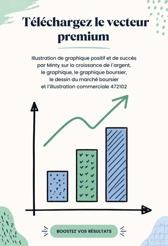 Illustration d'un graphique montrant une croissance financière avec des symboles de succès.