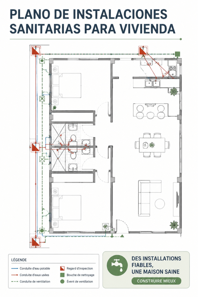 Plan d'installations sanitaires pour une salle de bain fonctionnelle et esthétique