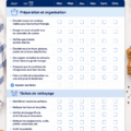 Un modèle de checklist de cuisine sur un plan de travail.