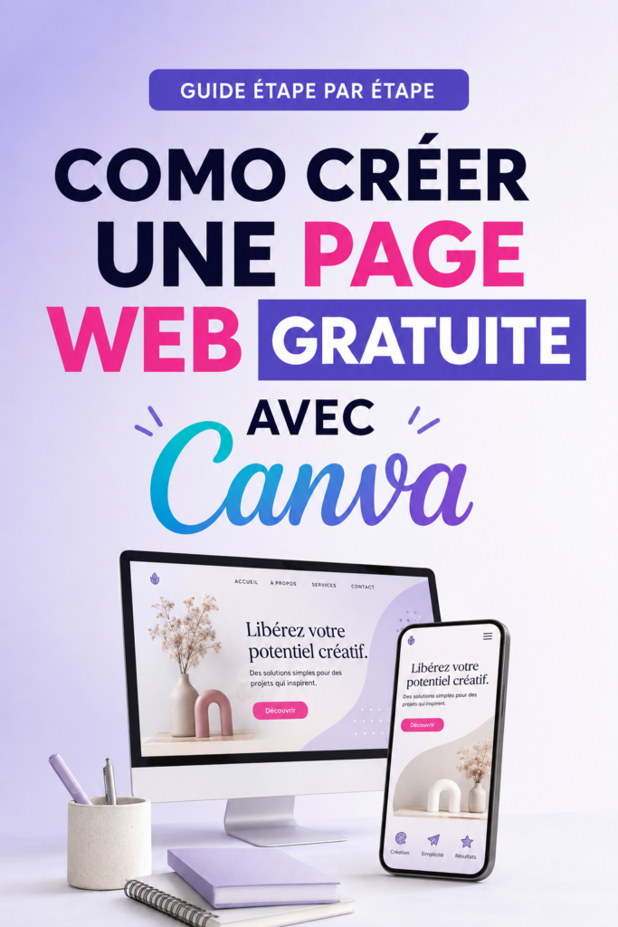 Capture d'écran d'une page web créée avec Canva montrant un design attractif.