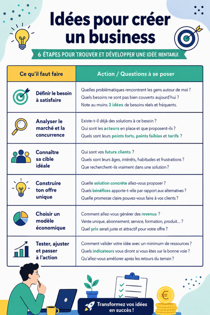 Une femme souriante travaillant sur son ordinateur, entourée d'outils de productivité pour créer son entreprise.