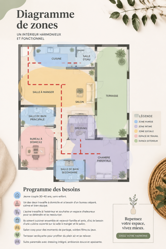 Illustration d'un diagramme de zone utilisé dans un cadre professionnel pour améliorer la productivité