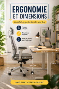 Espace de travail ergonomique avec bureau réglable et chaise adaptée