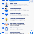 Femme professionnelle souriante, parlant avec un client difficile au téléphone dans un bureau.
