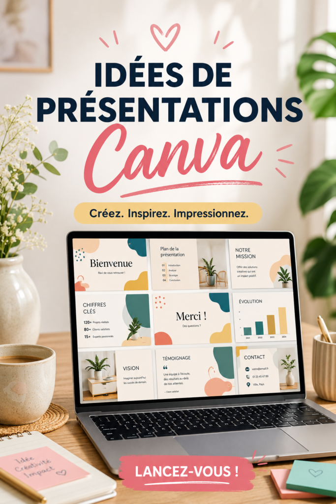 Capture d'écran d'une présentation Canva colorée et attrayante utilisée en entreprise