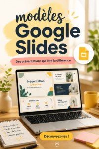 Différents modèles Google Slides présentés sur un écran d'ordinateur