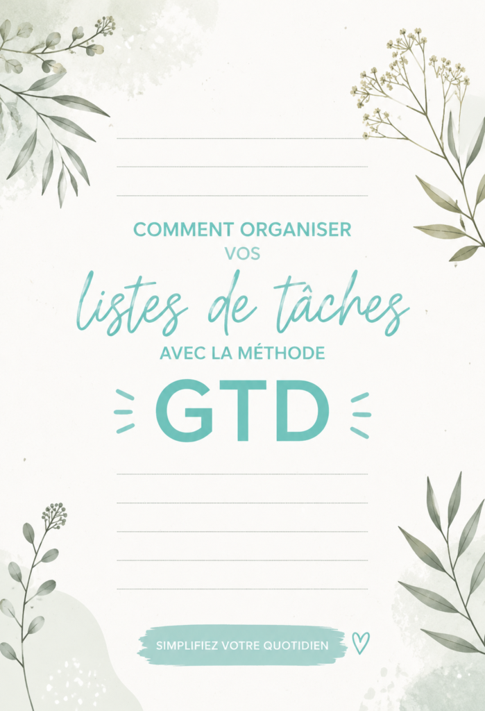 Une femme organisant ses tâches sur un bureau, avec un carnet et un ordinateur, inspirée par la méthode GTD.