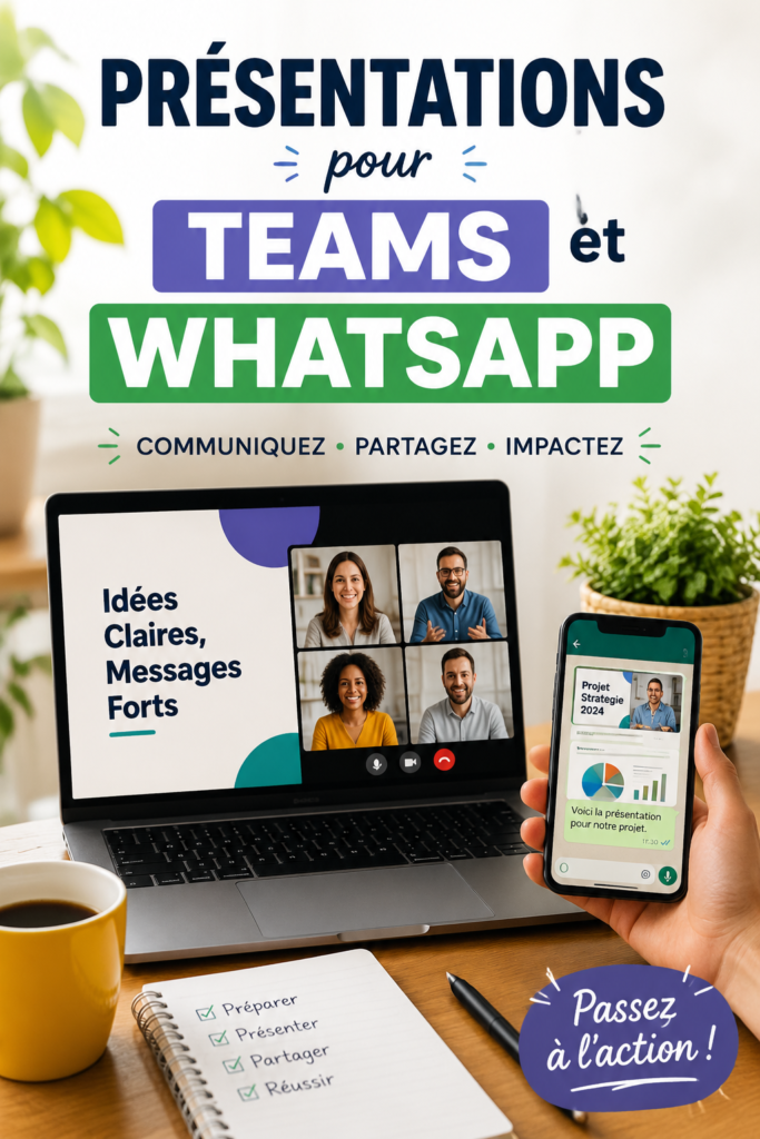 Une femme d'affaires présente une diapositive colorée sur Teams.