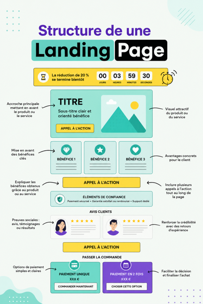 Exemple d'une landing page attrayante pour une entreprise moderne.