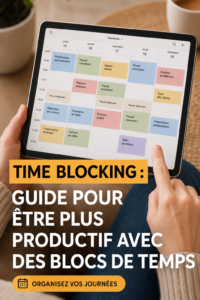 Image d'une femme travaillant avec un calendrier sur son bureau pour illustrer le concept de time blocking.