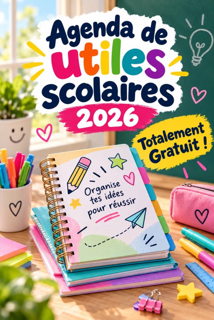 Modèle d'agenda scolaire 2025-2026 gratuit à télécharger pour une meilleure organisation.