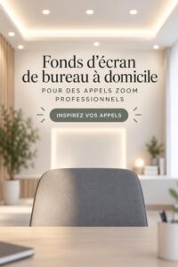 Femme en train de participer à un appel Zoom avec un fond professionnel.