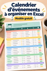 Modèle de calendrier d'événements sur un écran d'ordinateur avec Excel ouvert