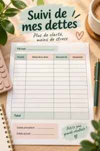 Visuel du format 'Mis Deudas' illustrant une méthode de gestion de tâches