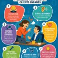 Femme discutant avec un client mécontent avec un sourire apaisant.
