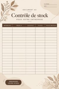 Modèle de contrôle de stock élégant présenté sur un bureau avec un ordinateur.