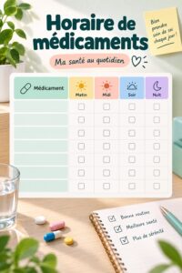 Une photo d'un modèle d'horaire de médicaments sur une table