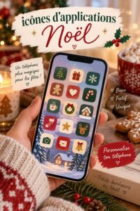 Icônes d'applications thématiques pour Noël sur un smartphone