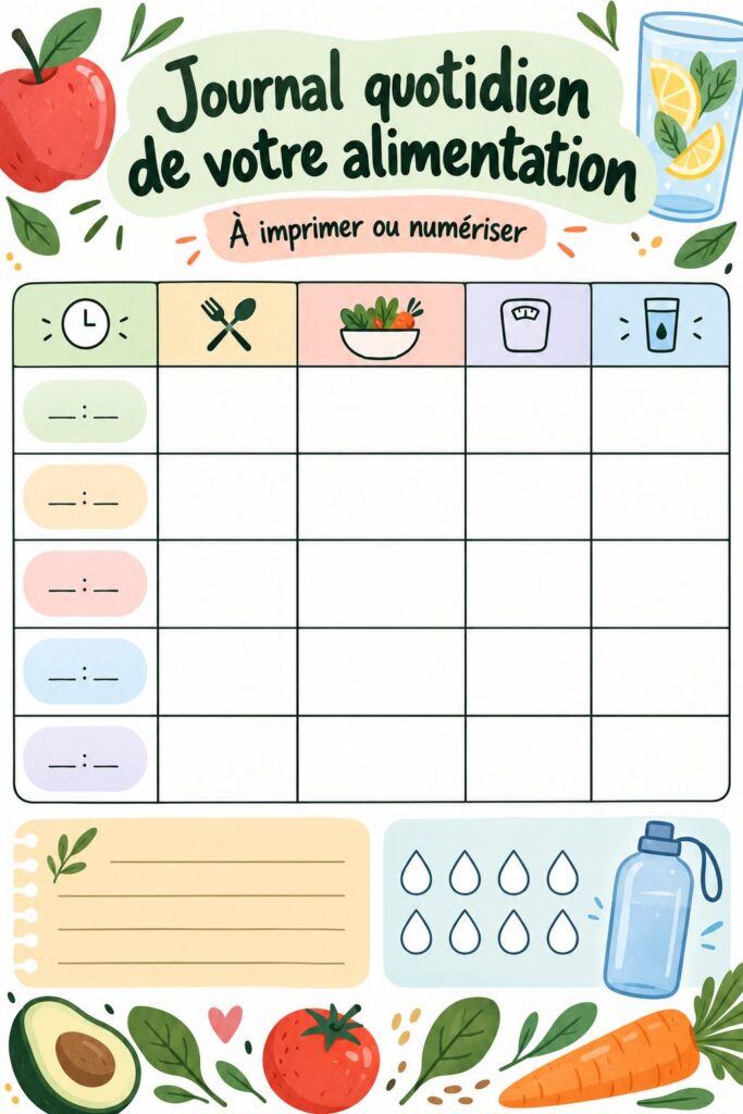 Journal alimentaire pratique pour une meilleure organisation autour de l'alimentation