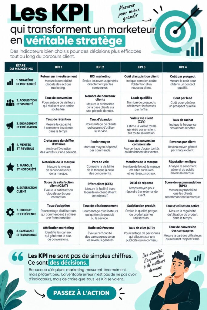 Femme d'affaires analysant des KPIs sur un graphique, illustration des décisions stratégiques