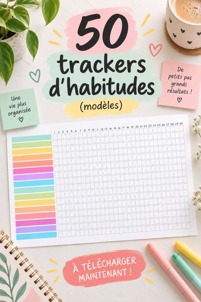 Femme utilisant un modèle de tracker de bonnes habitudes dans un carnet