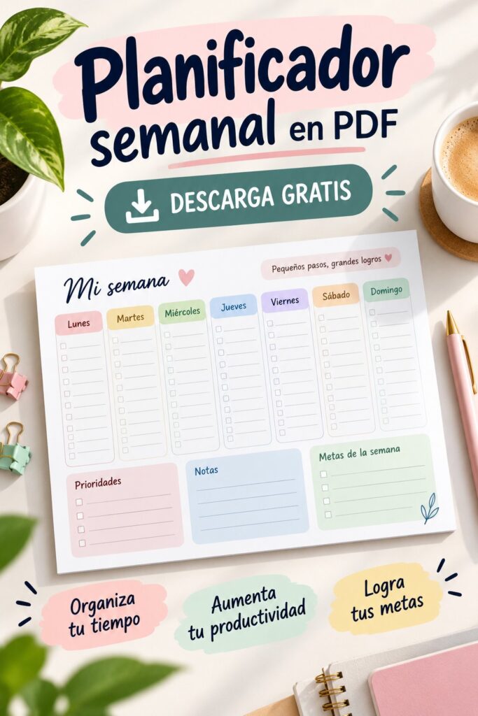 Un planificateur hebdomadaire PDF qui aide à organiser son emploi du temps