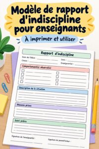 Un document exemplaire de rapport d'indiscipline prêt à être rempli par un enseignant