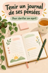 Femme utilisant un registre de pensées au bureau pour organiser ses idées