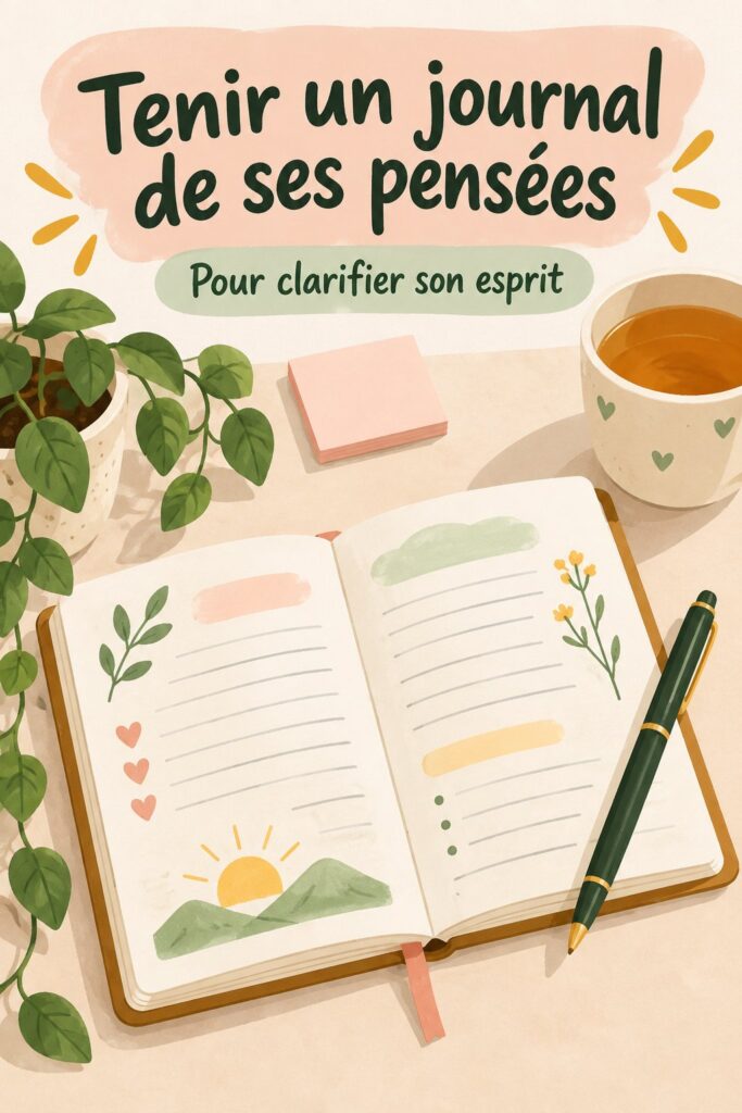 Femme utilisant un registre de pensées au bureau pour organiser ses idées