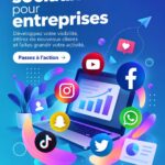 Femme utilisant un ordinateur pour gérer les réseaux sociaux de son entreprise