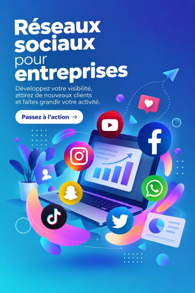 Femme utilisant un ordinateur pour gérer les réseaux sociaux de son entreprise