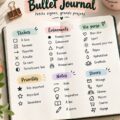 Bullet journal ouvert avec des symboles et des légendes