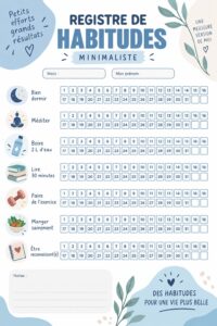 Un tableau de suivi d'habitudes minimaliste créé sur Canva