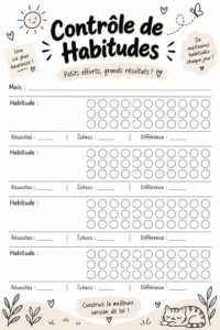 Une femme utilise un habit tracker pour organiser ses tâches et habitudes quotidiennes