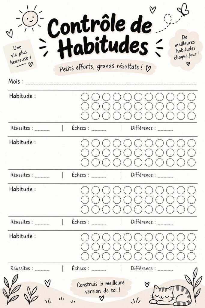 Une femme utilise un habit tracker pour organiser ses tâches et habitudes quotidiennes