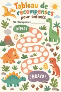 Tableau de récompenses coloré avec des motifs de dinosaures pour enfants