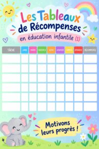 Tableau de récompenses coloré pour enfants affiché sur un mur.