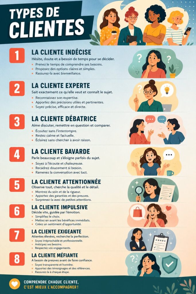 Image illustrant les différents types de clientes en entreprise.