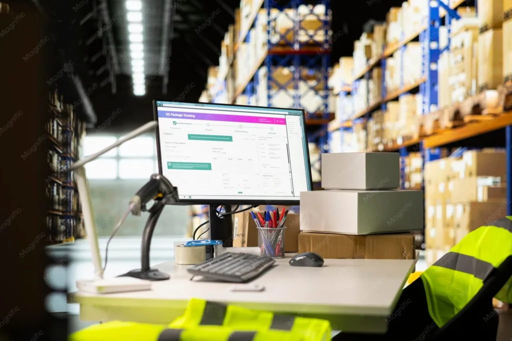 Entrepôt logistique vide prêt à accueillir du matériel informatique