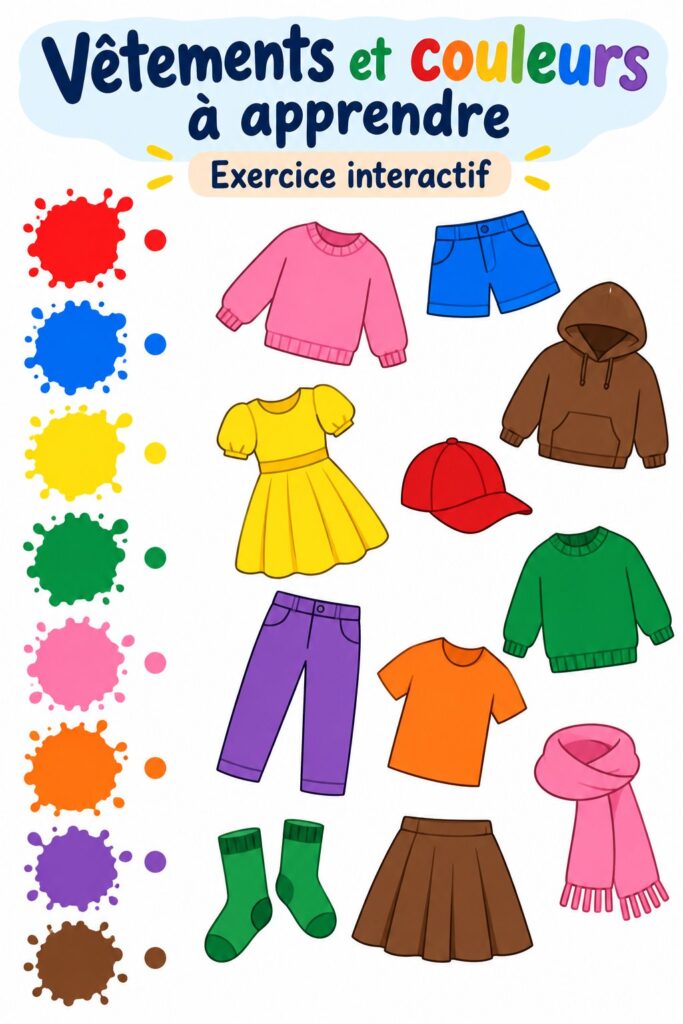 Activités colorées sur les vêtements pour enfants