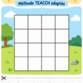 Enseignante utilisant des activités TEACCH pour aider les enfants avec leur orientation spatiale.