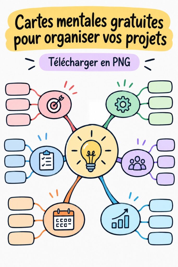 Image de plusieurs cartes mentales colorées pour l'organisation de projets