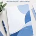 Couverture de rapport professionnel A4 blanche et bleue