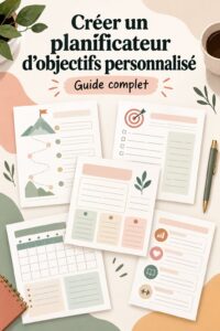 Femme utilisant un planificateur d'objectifs personnalisé au bureau